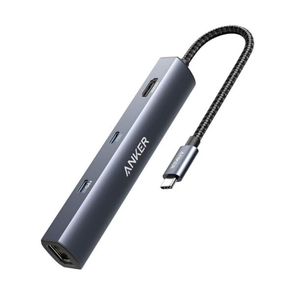 Anker Hub USB C 6 en 1 con entrega de energía de 65 W, HDMI 4K, Ethernet de 1 Gbps, puertos USB para MacBook Air, iPad Pro, XPS y más (copia)