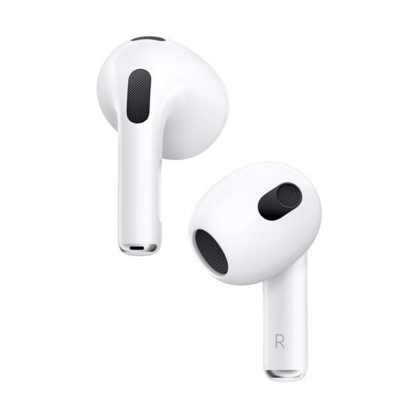 Apple AirPods (3ª generación) auriculares inalámbricos, auriculares Bluetooth, audio espacial personalizado, resistente al sudor y al agua, estuche de carga Lightning incluido
