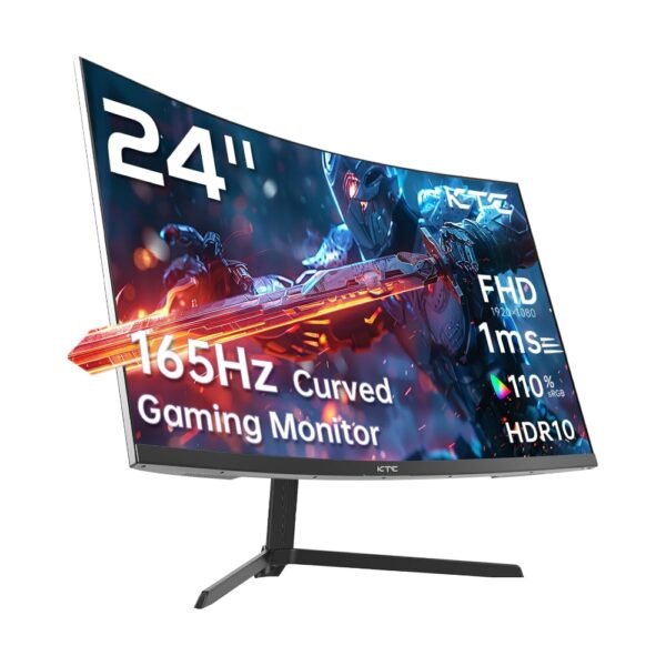 Monitor curvo para juegos 1500R de 24 pulgadas, 165 Hz, 1ms, FHD, 1080p, VA, inclinable, Adaptive Sync, HDR, sRGB de 110%, DP/HDMI, VESA, juegos, hogar, oficina, negocios, PS5, monitores de PC