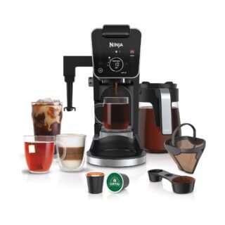 Ninja Cafetera caliente y helada, cafetera de una sola porción y cafetera de goteo, DualBrew Pro Specialty 12 tazas con combo K-Cup, incluye filtro permanente, CFP307