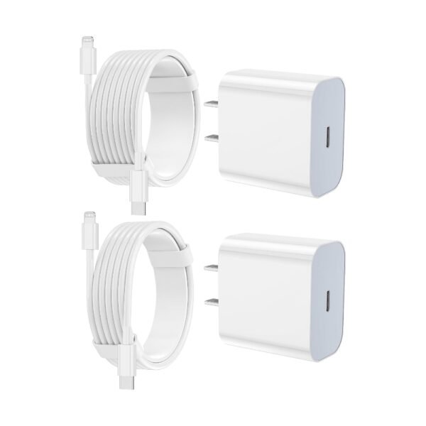Cargador de iPhone de carga rápida, paquete de 2 bloques de carga de pared tipo C con 2 unidades [6 pies y 10 pies] cable USB C a Lightning para iPhone 14/13/12/12 Pro Max/11/Xs Max/XR/X, AirPods Pro