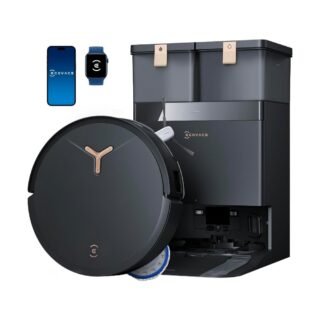 ECOVACS DEEBOT T50 MAX PRO Omni Robot Aspirador y trapeador, succión de 18,500 Pa, elevación automática de 0.709 in, ZeroTangle y TruEdge 2.0, AIVI 3.0 para evitar obstáculos, lavado automático
