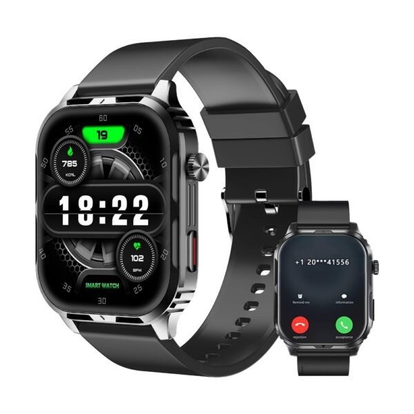 Reloj inteligente para hombres y mujeres con pantalla HD de 2.1 pulgadas, relojes militares, llamadas y texto para Android iOS, frecuencia cardíaca y seguimiento de actividad, IP68