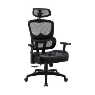 VECELO Silla de oficina giratoria ergonómica de malla con respaldo alto con reposacabezas ajustable, función de inclinación del respaldo, soporte lumbar para ejecutivo/escritorio de computadora