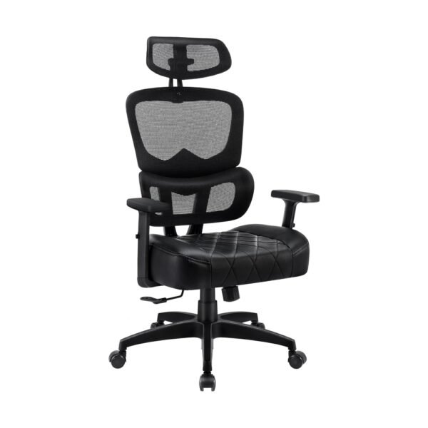 VECELO Silla de oficina giratoria ergonómica de malla con respaldo alto con reposacabezas ajustable, función de inclinación del respaldo, soporte lumbar para ejecutivo/escritorio de computadora