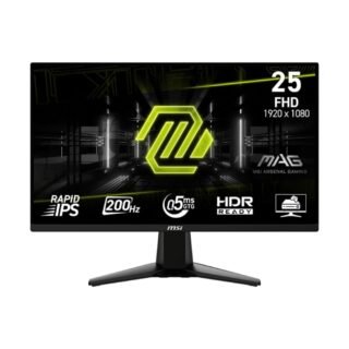 MSI MAG 255F E20 - Monitor para juegos de 25 pulgadas 1920 x 1080 (FHD), 200Hz, sincronización adaptativa, HDMI, DisplayPort, montaje VESA, inclinación, altura ajustable, altavoz, 0.5 ms, negro