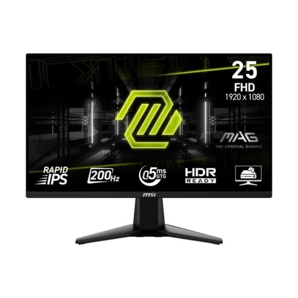 MSI MAG 255F E20 - Monitor para juegos de 25 pulgadas 1920 x 1080 (FHD), 200Hz, sincronización adaptativa, HDMI, DisplayPort, montaje VESA, inclinación, altura ajustable, altavoz, 0.5 ms, negro