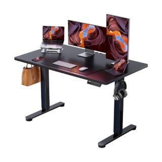 ErGear - Escritorio eléctrico de pie con altura ajustable, 48 x 24 pulgadas, para sentarse y pararse, computadora con memoria, para oficina en casa (negro)