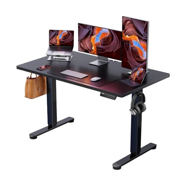 ErGear - Escritorio eléctrico de pie con altura ajustable, 48 x 24 pulgadas, para sentarse y pararse, computadora con memoria, para oficina en casa (negro)
