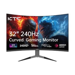 Monitor curvo para juegos de 32 pulgadas 240Hz, monitor de computadora 2K 1440P con 1000R 1ms sin marco, sincronización adaptativa, 122% sRGB, HDMI, DisplayPort, inclinación ajustable, H32S25E