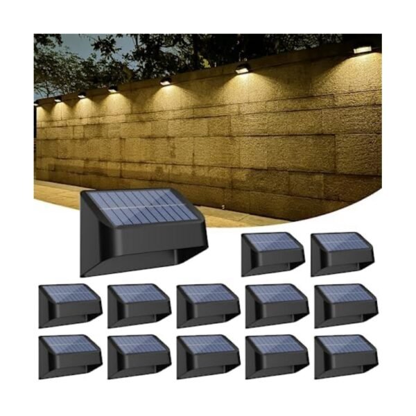 Luces solares más brillantes para vallas, luces solares impermeables para exteriores, blanco cálido y RGB, 8 colores, luz de terraza del atardecer al amanecer, iluminación exterior para patio