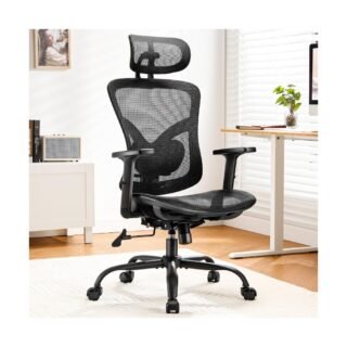 Marsail Silla de oficina ergonómica, silla ergonómica para juegos con soporte lumbar ajustable, reposacabezas 2D y brazos arriba y abajo