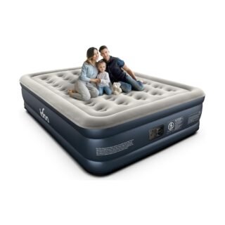 iDOO - Colchón inflable con bomba integrada para invitados y uso hogareño, altura de 18 pulgadas, capacidad hasta 650 libras, cómodo y duradero, cuatro cámaras de aire mejoradas, tamaño Queen