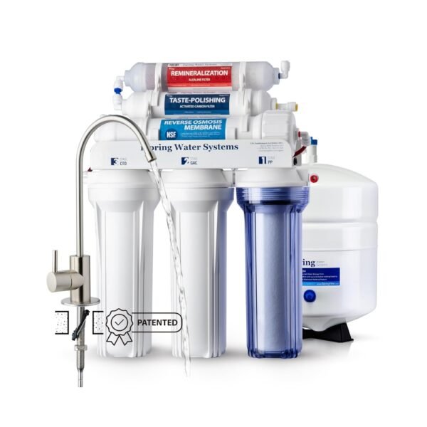 iSpring RCC7AK - Sistema de filtro de agua potable por ósmosis inversa de 6 etapas con reimineralización alcalina, pH natural, color blanco