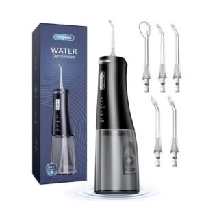 Onlyone Irrigador dental de agua, irrigador oral portátil de 10.1 fl oz para dientes, 4 modos y 5 puntas de chorro, limpiador de riego recargable, máquina de hilo dental eléctrico, hilo dental