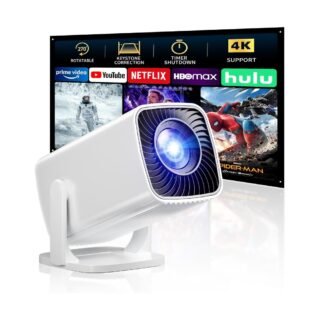 Mini proyector, proyector portátil compatible con 4K, proyector para exteriores Full HD 1080P, proyector de película de rotación de 270°, pantalla máxima de 200 pulgadas, compatible con smartphone