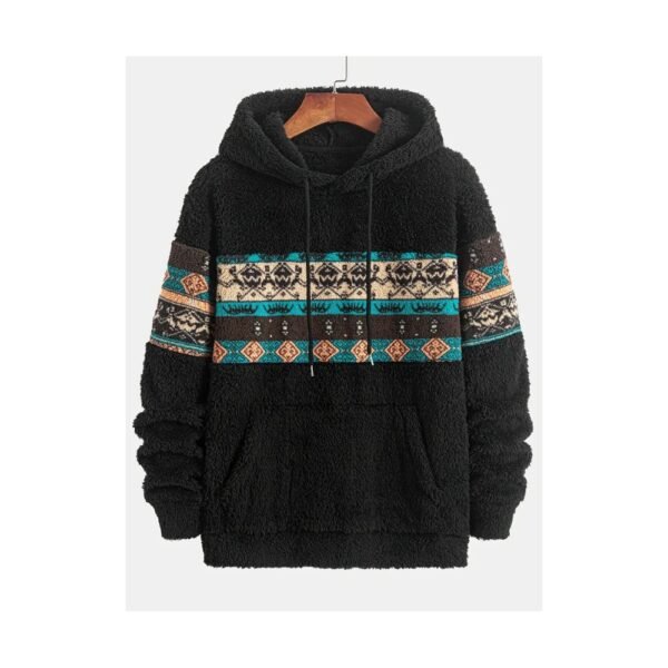 Sudadera con capucha para hombre, estilo casual y moderno, textura de peluche, diseño clásico con patrones de colores contrastantes, elegante y versátil, nuevo estilo de invierno, ideal para estar en casa, descansar, salir, ir al trabajo o viajar