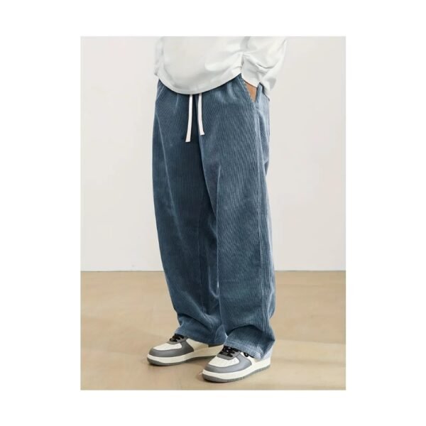 Pantalones casuales rectos para hombre con cinturilla ajustable y bolsillos traseros, de corte regular para primavera/otoño, diseño en color sólido, lavado a mano, ropa cómoda para vestir casual