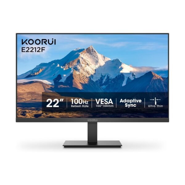 KOORUI Monitor de computadora de 22 pulgadas, Full HD 1080P 100Hz, pantalla de juegos para PC, panel VA, pantalla ultra delgada, relación de contraste de 3000:1 con sincronización adaptativa