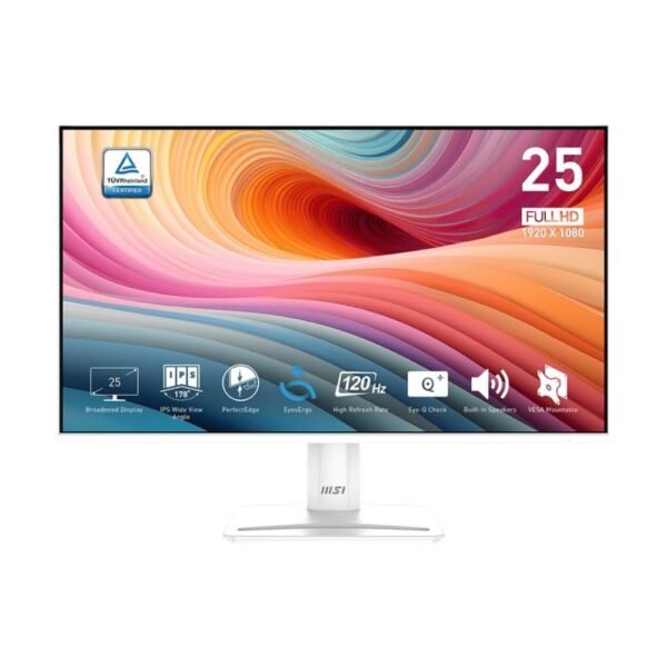 MSI PRO MP251W E2 - Monitor de oficina para juegos IPS 1920 x 1080 (FHD) de 24.5 pulgadas, 120 Hz, sincronización adaptativa, listo para HDR, HDMI, puerto VGA, puerto de pantalla, montaje VESA