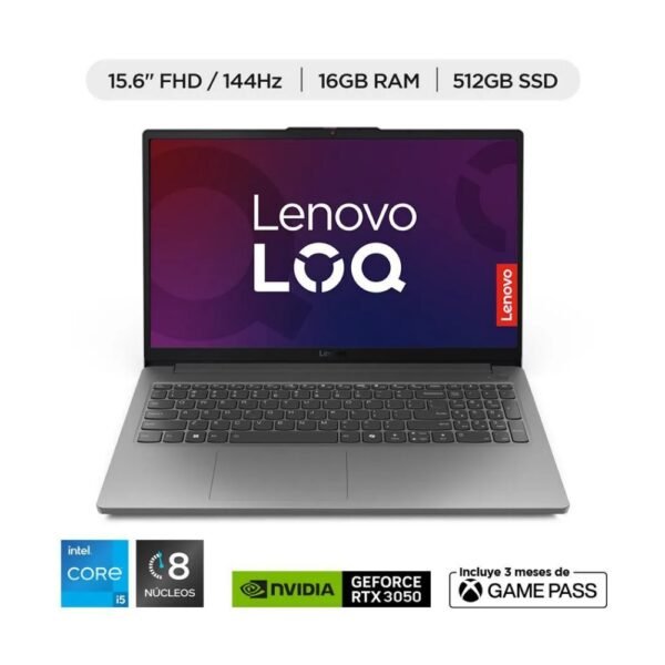 Portatil Gaming LENOVO LOQ Intel Core i5 12450HX RAM 16 GB 512 GB SSD
